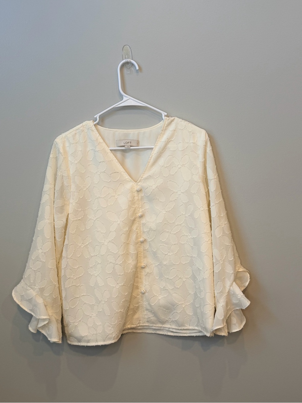 LOFT Floral Contemporary Romantic Cottagecore Modern Boho Cuffs Blouse Size Smal